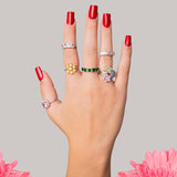 Anello con Zircone Centrale Rosa - Argento
