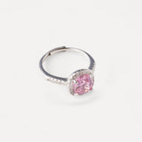 Anello con Zircone Centrale Rosa - Argento