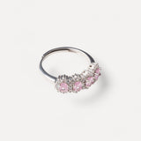 Anello a Fascia con Zirconi Rosa - Argento