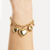 Bracciale a Catena con Cuori Pendenti