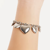 Bracciale a Catena con Cuori Pendenti