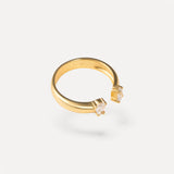 Anello Aperto con Doppio Zircone - Oro