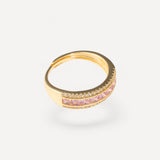 Anello con Zirconi Rosa e Fasce - Oro