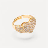 Anello Regolabile Cuore Pavé