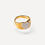 Anello rigato con cuore - Oro