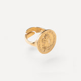 Anello con moneta effetto anticato - Oro