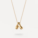 Collana con Lettera A in Stile Bombato – Oro
