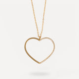 Collana con Cuore Aperto e Zirconi su Profilo –  Oro