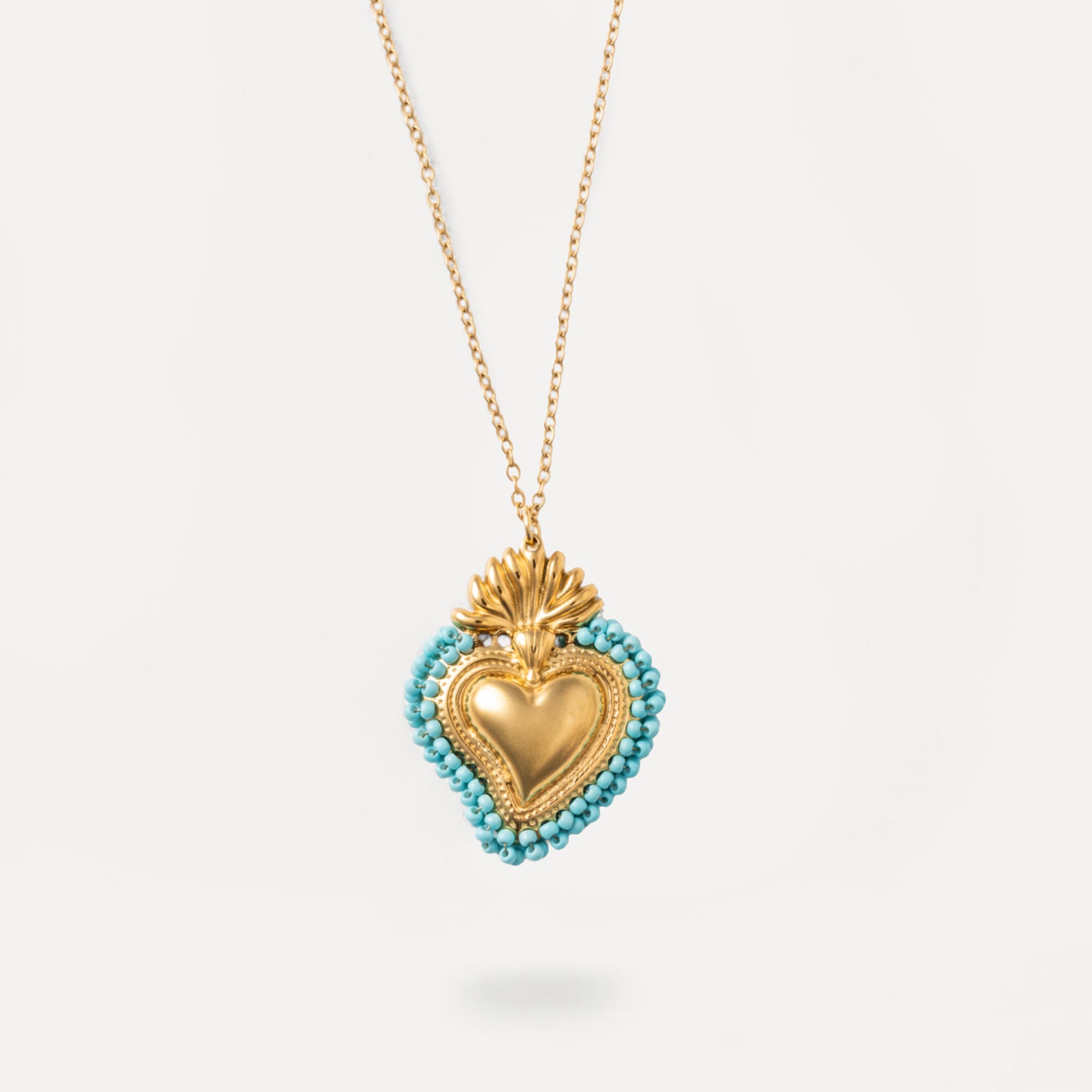 Collana Cuore Dorato con Perline