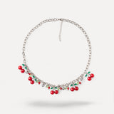 Collana con Ciondoli Ciliegia e Foglioline Smaltate