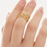 Anello Aperto a Fasce Incrociate - Oro