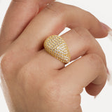 Anello Bombato con Pavé di Zirconi