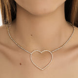 Collana con Cuore Contorno di Zirconi
